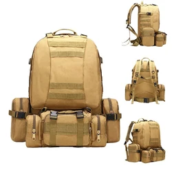 Grande capacidade ao ar livre mochila tática, armazenamento combinação mochilas, camping, caminhadas, 50L, 4 em 1