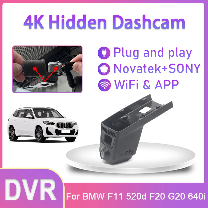 

New! Plug and Play Hidden Wifi 2160P Car DVR Dash Cam Driving Recorder Dashcam For BMW F11 520d F20 G20 640i 2014 2015 2016 2017