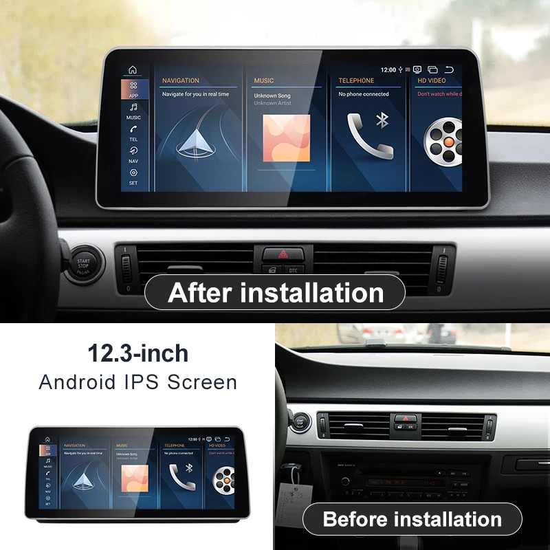 Qulacomm Snapdragon 680 Android13 12.3inch 1920X720 For BMW 3series E90 E91 E92 E93 Car Multimedia Players Wireless CarPlay AUTO