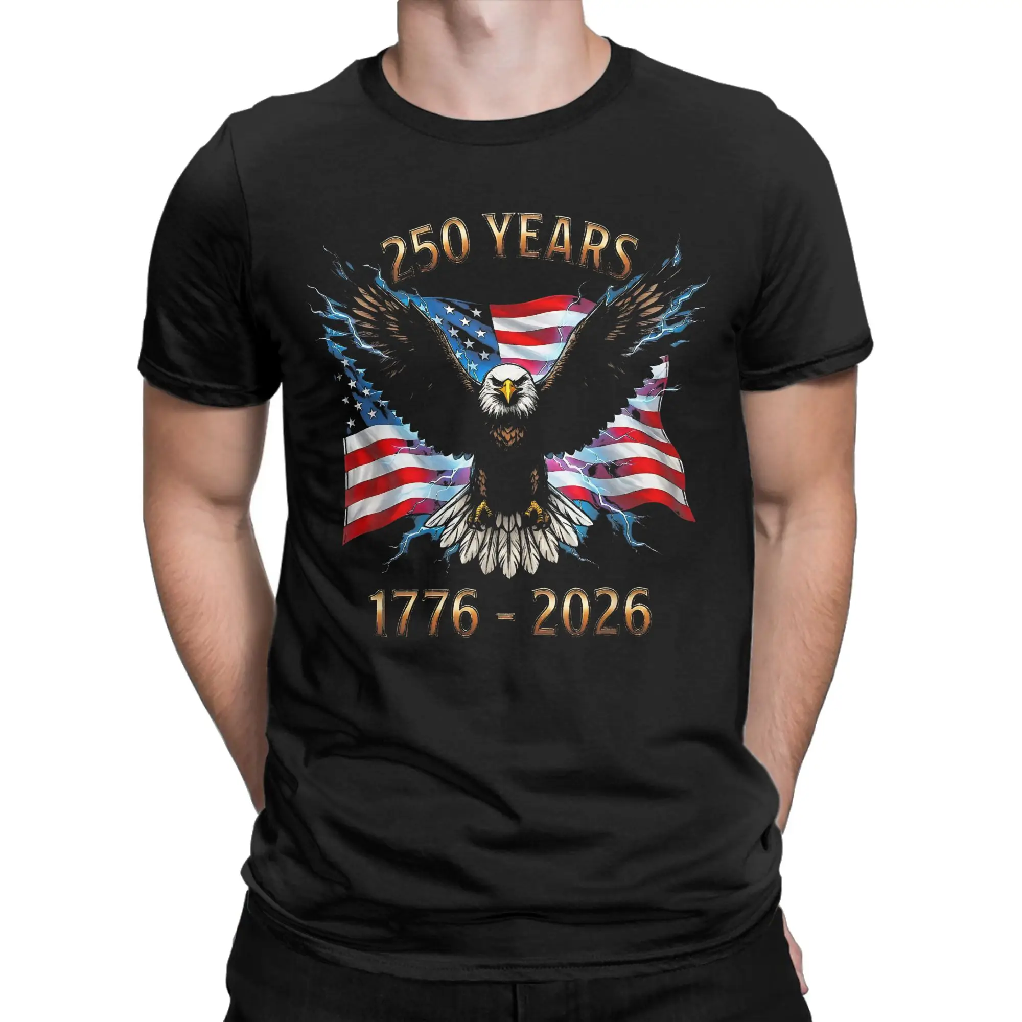 Camiseta de Algodón con la Bandera de Estados Unidos para el 250 Aniversario de la Independencia, 1776-2026, para Hombre y Mujer, Moda 2026, 4 de Julio