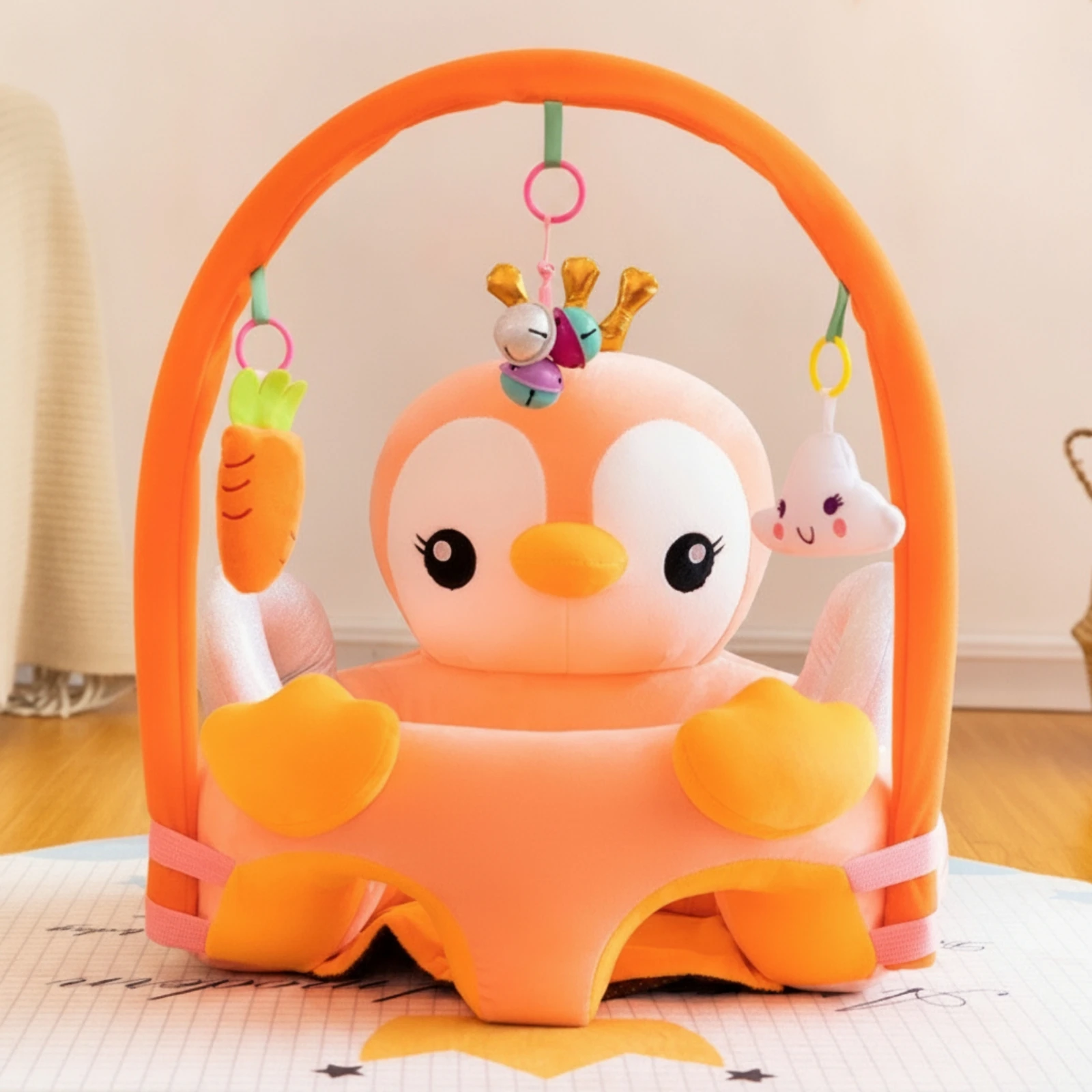

Baby Floor Seat with Toy Arch Soft Cartoon Animal Baby Seat Sit-up Chair Supportive Furniture Interactive for Babies, Nursery