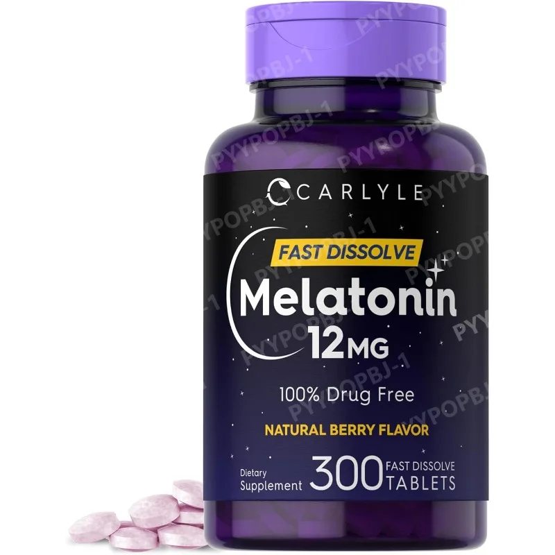 

Мелатонин Carlyle 12 мг, быстрорастворимый, 300 таблеток, без лекарственных добавок, натуральный вкус ягод, вегетарианский, без ГМО, без глютена