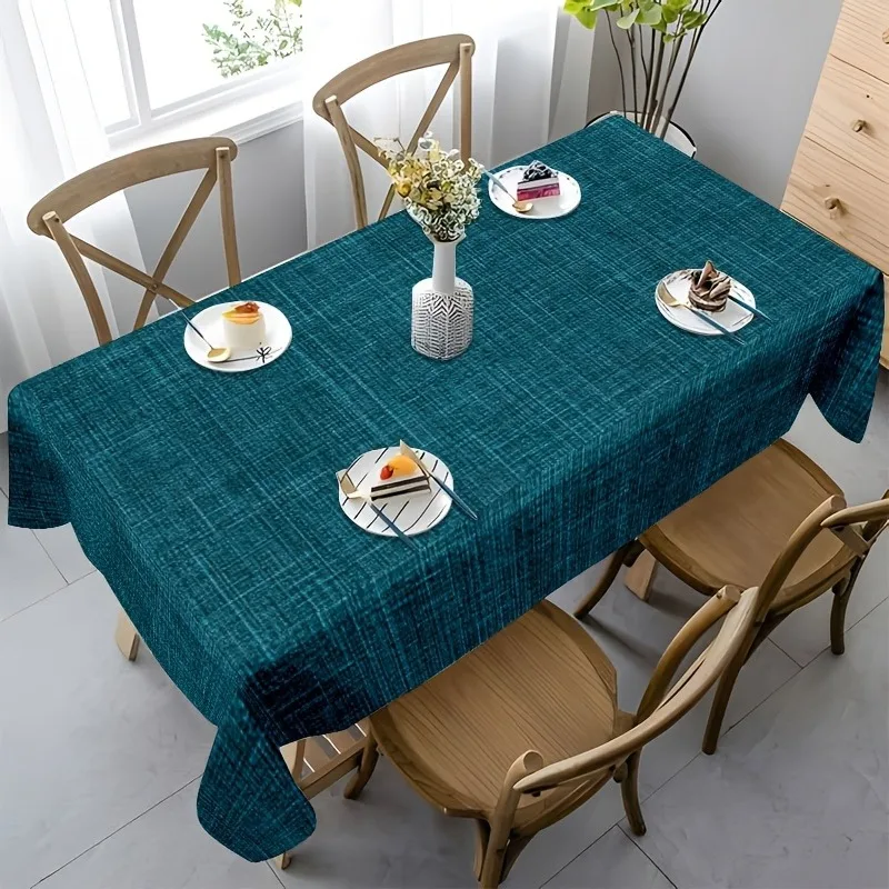 Polyester tablecloth - the perfect gift. Soft, fashionable and beautiful blue-green checkered tablecloth.