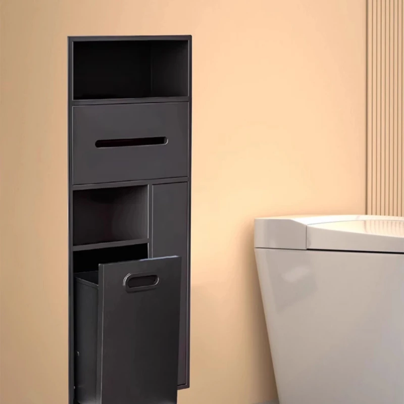 سميكة 304 الفولاذ المقاوم للصدأ المرحاض المتخصصة، خزانة تخزين الحمام مع سلة المهملات، منظم الحمام المقاوم للماء المثبت على الحائط #4