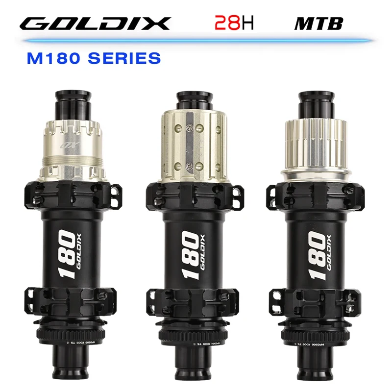 

GOLDIX M180 Mountain Bike Hub 60T Star Ratchet Centerlock Disc Brake 28H Thru Axle Carbon Spoke Compatible HG XD MS flywheel