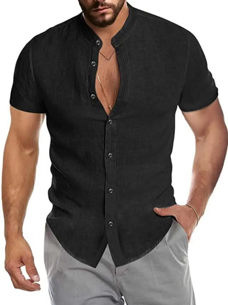 

Мужская повседневная одежда V-Ne ort Sve Pure Color irt Stand Fit Youth Autumn Ne Basic Sle Other Fabric