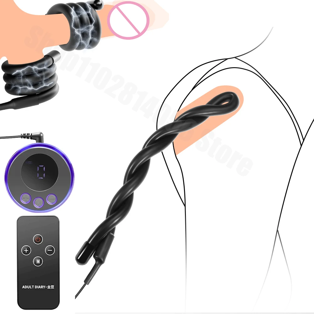 E stim Electrosex Electrostimulation Anal Butt Plug,Electric Shock Penis Cock Ring Clit Stimulator,Electro Sex Cockring,BDSM Toy