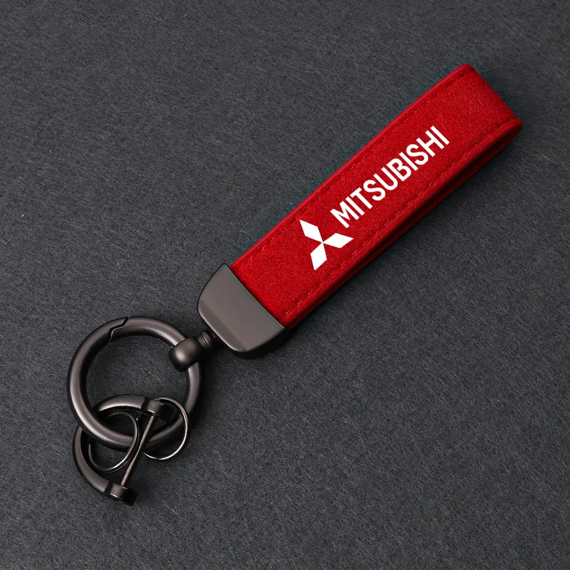 Suede Leather Car Styling Keychain 360 Degree Keyring Gift For Mitsubishi Ralliart Lancer EX Outlander ASX Competition Outlander