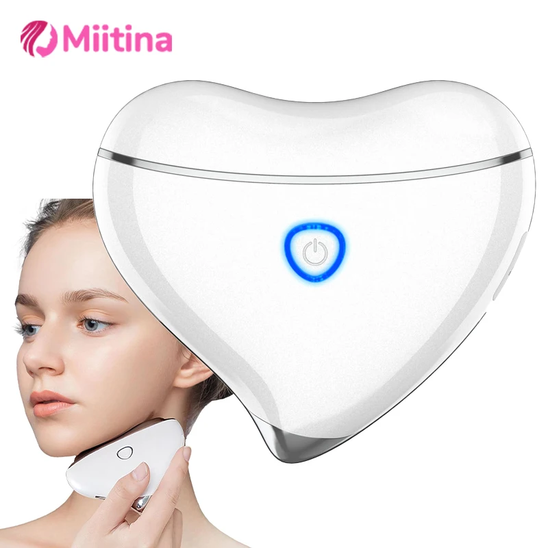 EMS Electric Guasha Massager Blue Red Light Face Lifting Firming Thin Beauty Device Desalination Fine Lines Jaw Line Massager