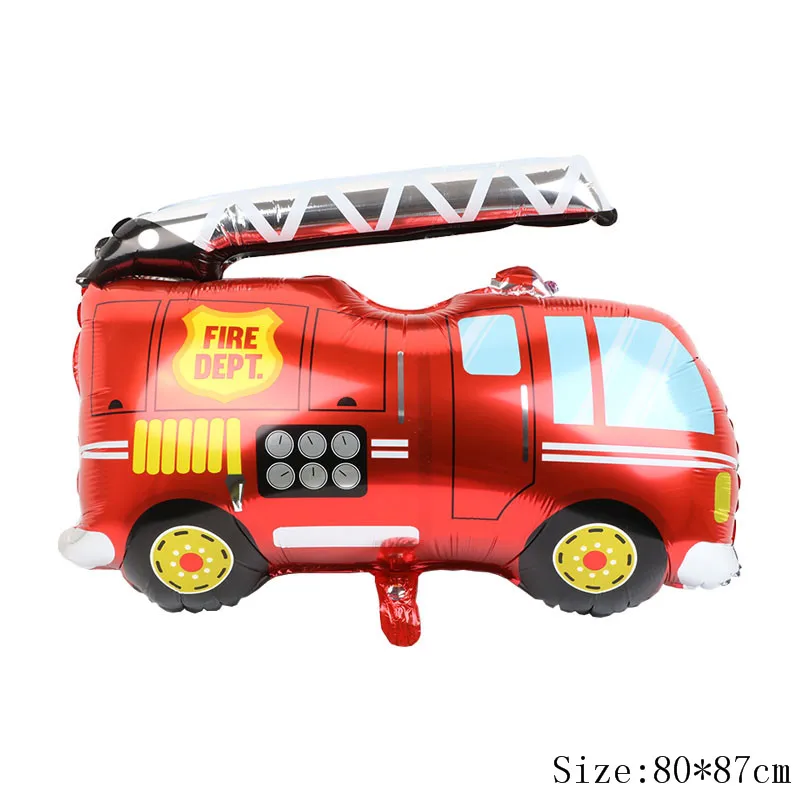 42 قطعة بالون شاحنة الإطفاء 1-9 مجموعة رقمية سوداء أحمر برتقالي أصفر النار Globos للبنين أطفال رجال الاطفاء تحت عنوان حفلة عيد ميلاد ديسمبر