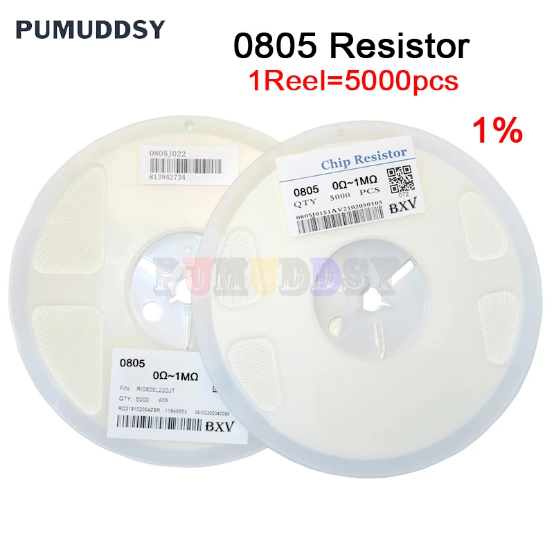 

5000Pcs 0805 Resistor SMD Accuracy 1% 0 ohm ~ 10M ohm 1K 2.2K 10K 100K 0 1 10 100 150 220 330 ohm 1R 10R 100R 150R 220R 330R