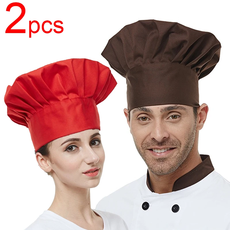 High quality Cook Work Cap 2pc/1pcs Adjustable Chef Hats for Catering Work Canteen Café Baking Household Kitchen Cooking Caps