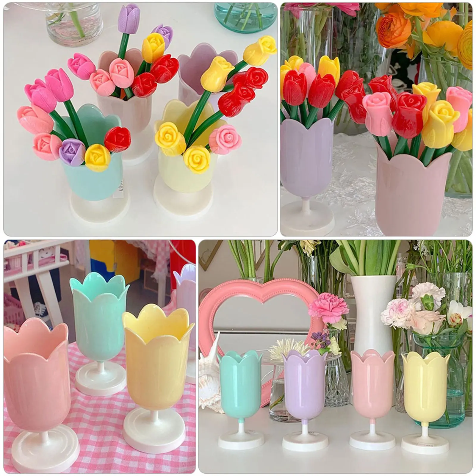 

Набор из 3 креативных подставок для ручек в форме цветка, настольный органайзер, пластиковый контейнер для канцелярии, для дома и офиса, для хранения ручек