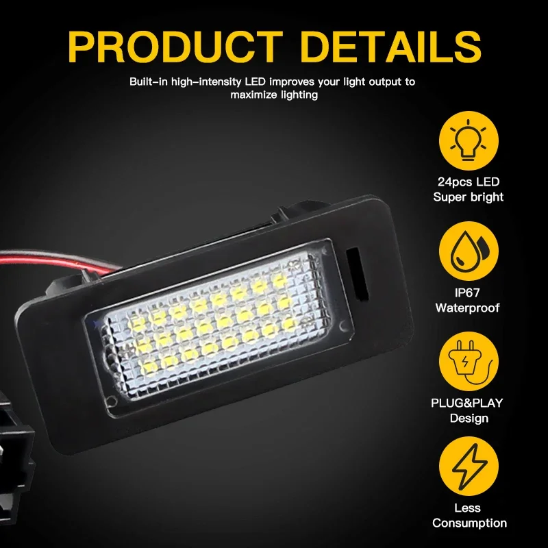2PCS Auto Kein Fehler Canbus Led Lizenz Nummer Platte Lichter Birne Für Audi A1 A4 B8 A5 S5 a6 S6 A7 Q5 TT TTS 2D Für VW 6000K Weiß – Detail 7