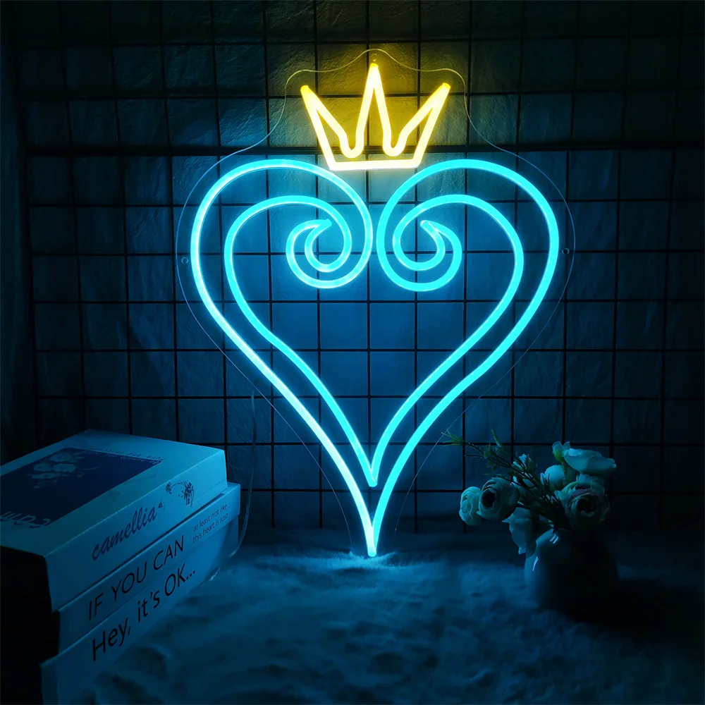 

Crown and Hearts Neon Signs for Wall Decorative Powered Light for Kid Cave Game Home Party Bedroom Room Gamer Birthday Gift