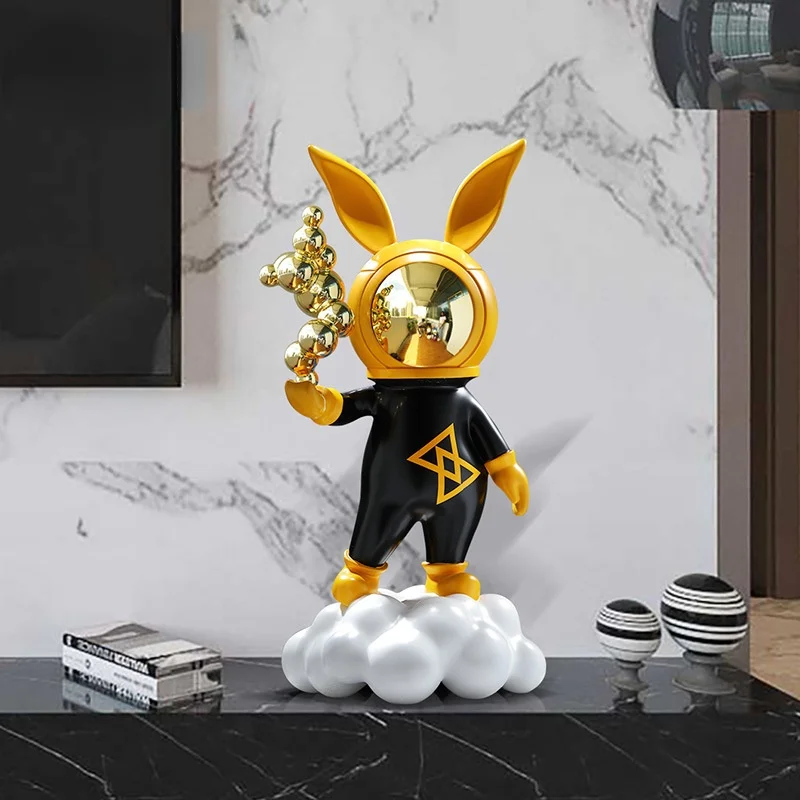 Hotel model room living room cartoon rabbit sculpture astronaut character landing large decoration net celebrity tide play doll