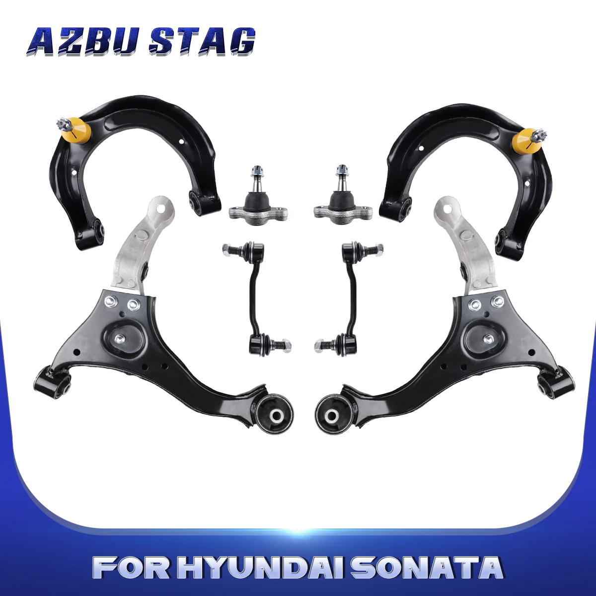 

AzbuStag 8Pcs Front Lower Upper Control Arm Sway Bar End Link Suspension Kit for HYUNDAI SONATA 2006 2007 2008 2009 2010