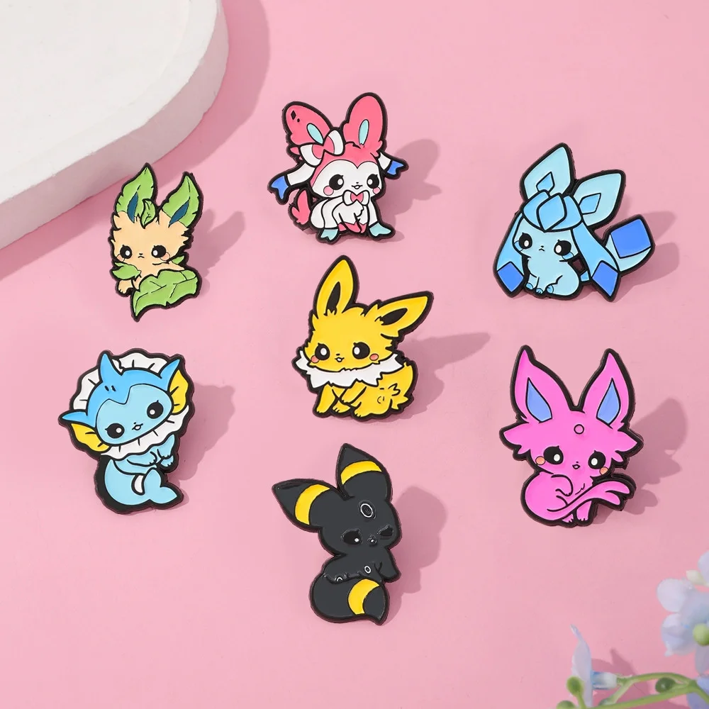 9Pcs Anime Pokemon Lapel Pins Cute Eevee Evolution Enamel Pins Set for Backpacks, Hats, Jackets Perfect Gift for Pokemon Lovers view 6