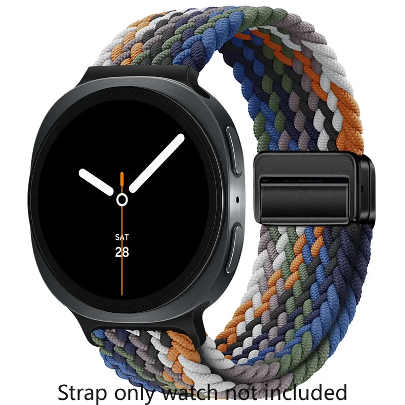 Geflochtenes Solo-Loop-Armband aus Nylon, geeignet für Samsung Galaxy Watch 8 40 mm/44 mm, Magnetband für Galaxy Watch 8 Classic Correa