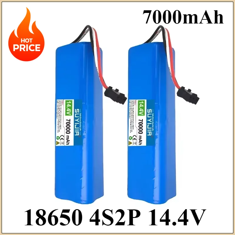 Nuevo paquete de batería de iones de litio recargable 4S2P 18650 de alta capacidad 14,4 V 7000mAh para Robot aspirador Pusanik M7 MAX Pro Drone