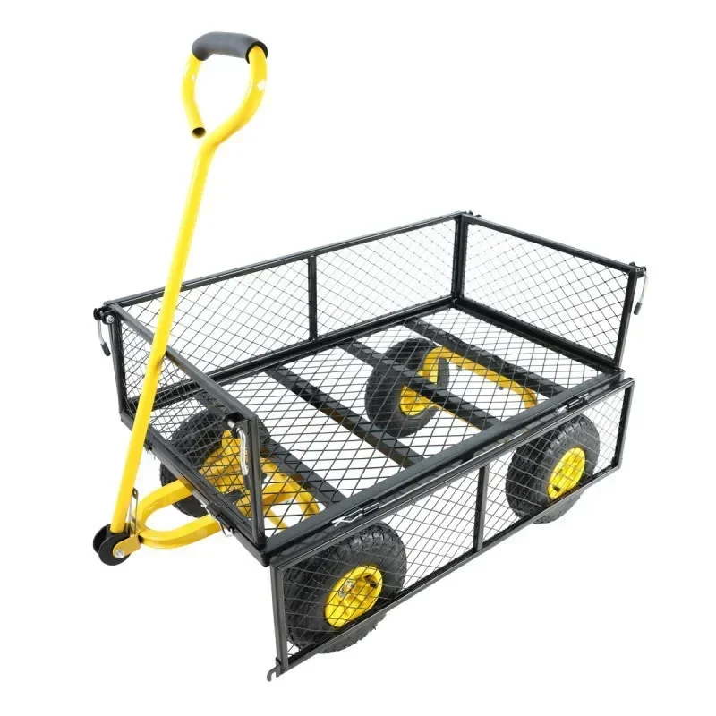 Foldable Tool Cart Trolley with Removable Side Gear Portable Workbench Flatbed Organization Storage on Wheels for Garage