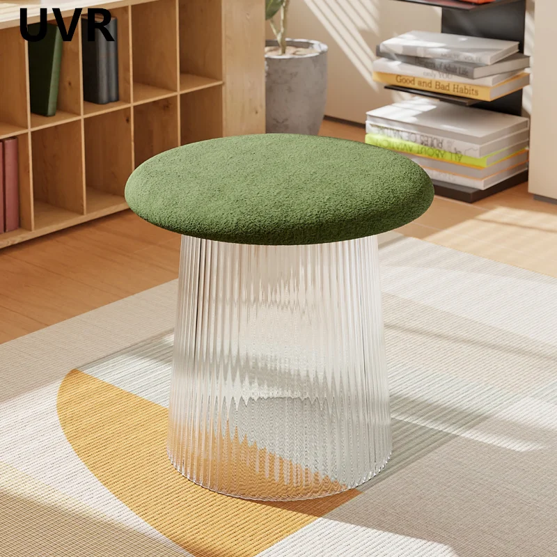 

UVR Simple Creative Mushroom Small Stool Transparent Acrylic Cream Wind Round Stool Doorway Shoe Changing Stool Home Use