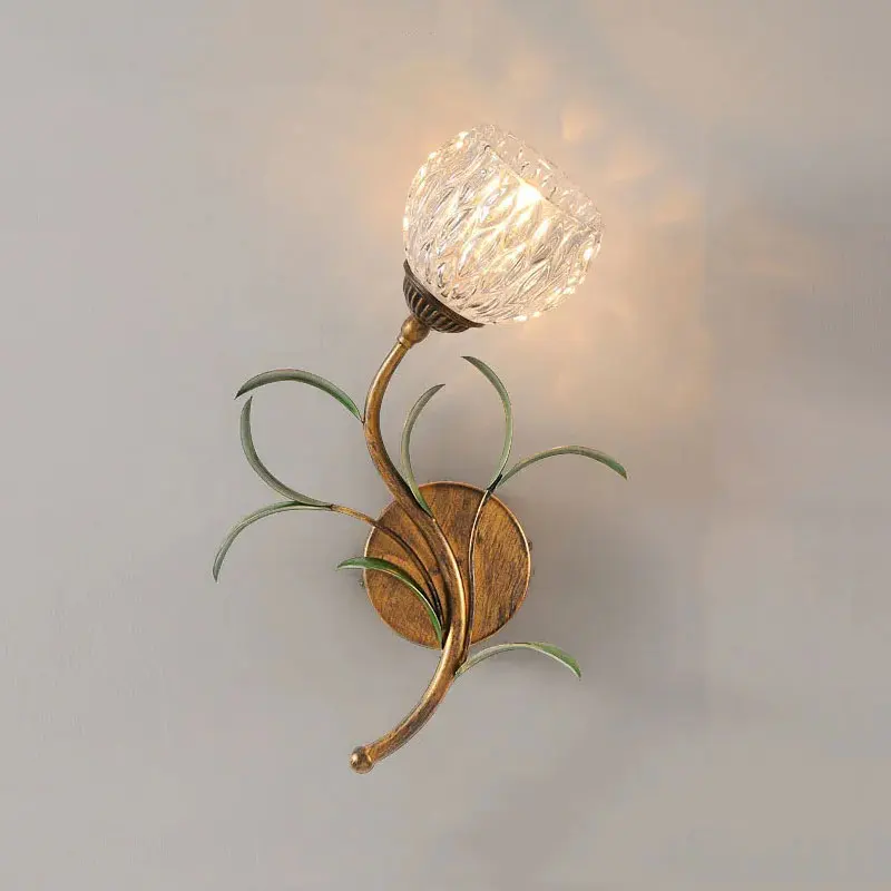 

French Wall Lamp Living Room Modern Minimalist Romantic Flower Pastoral Room Flower Bedroom Bedside Wall Light Retro Lamp