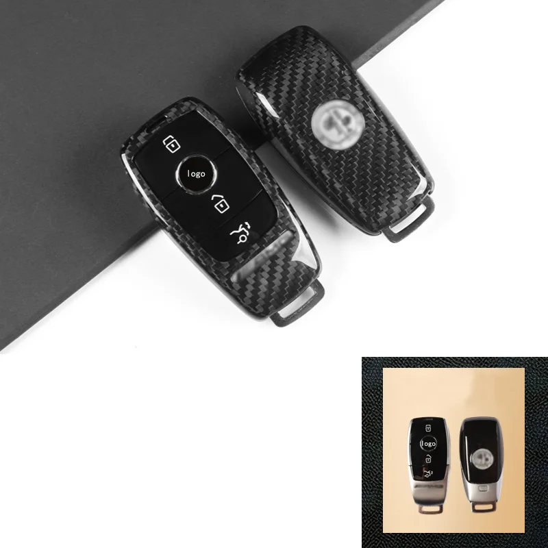 For Mercedes Benz AMG Serial GLA GT63  A35 A45 C43 C63 E53 E63 EQE GLB Carbon Fibre Car Key Case Shell Cover Car Accessories