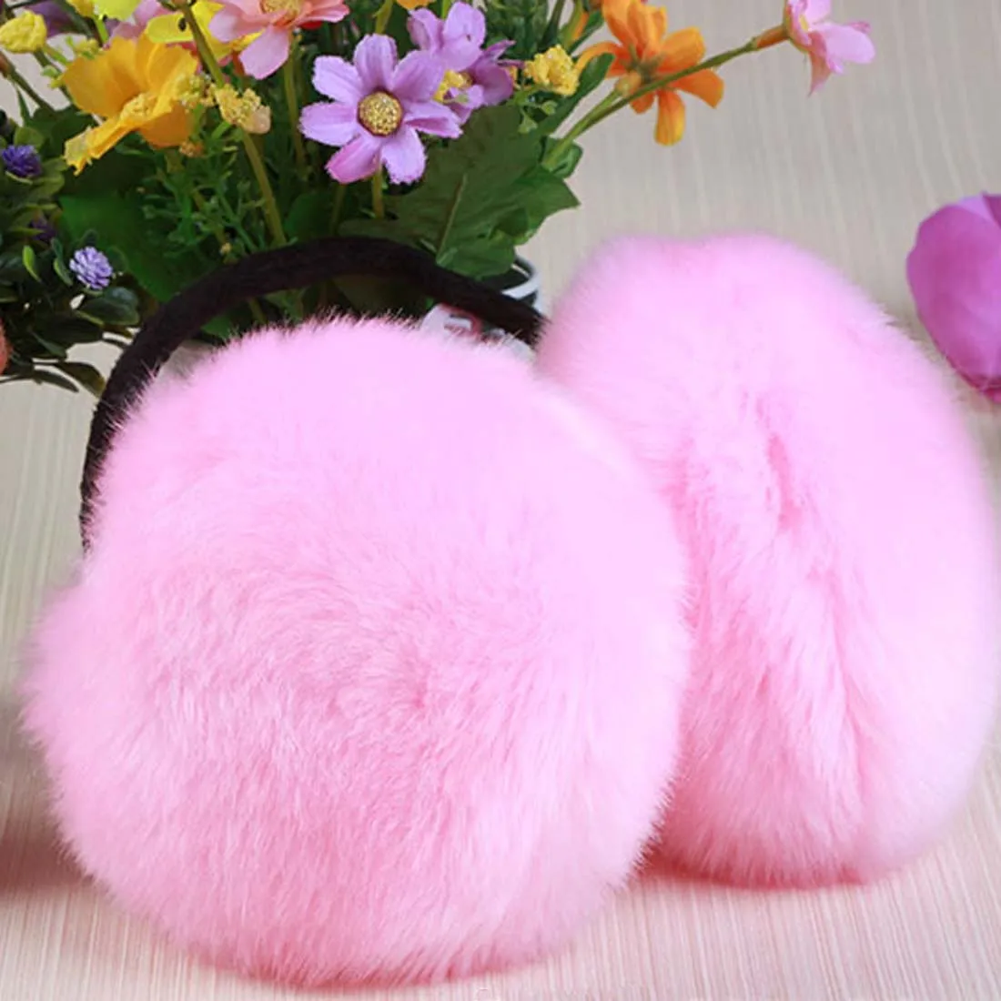 2023 Winter Faux Fur Earmuffs Solid Color Ear Warmer Plush Fuzzy Big Earmuffs Headband Women Thicken Plush Warm Ear Protector