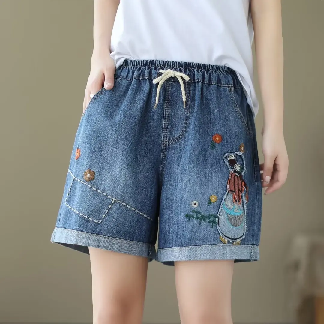

Denim Pant Women Jeans Wide Leg Short Pants High Waist Straight Trousers Mom Jeans Y2k Streetwear Elegant Casual Loose Work