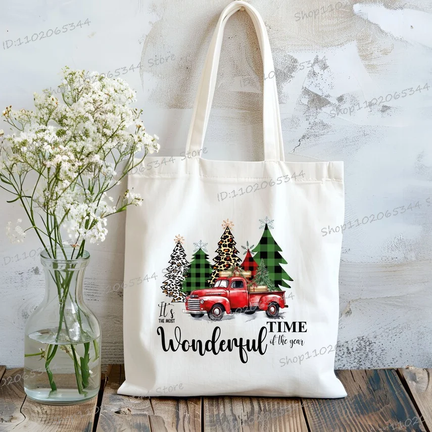 

Pink Tree Christmas Tote Bag, Merry Christmas Bag, Xmas Gift Bag,Holiday Gifts for Women Men, Christmas Tree Farm Shoulder Bag