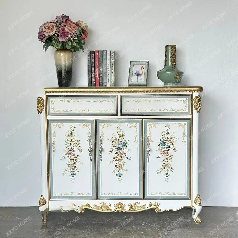AA shoe cabinet light luxury carved hand-painted foyer entrance dining side cabinet bedroom storage cabinet