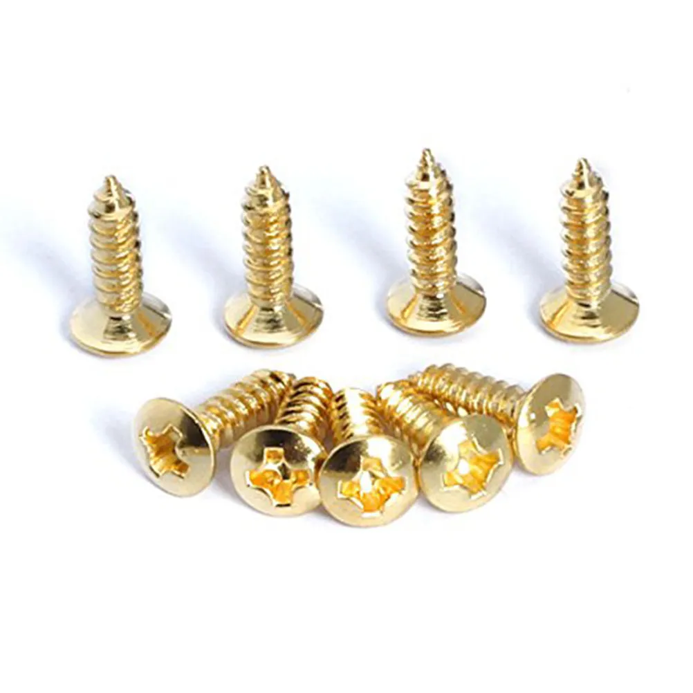 50Pcs Golden Guitar Pickguard Screws 11.9x2.96mm Premium Metal Fasteners for St Tl Bass Cover Plate and Output Jack