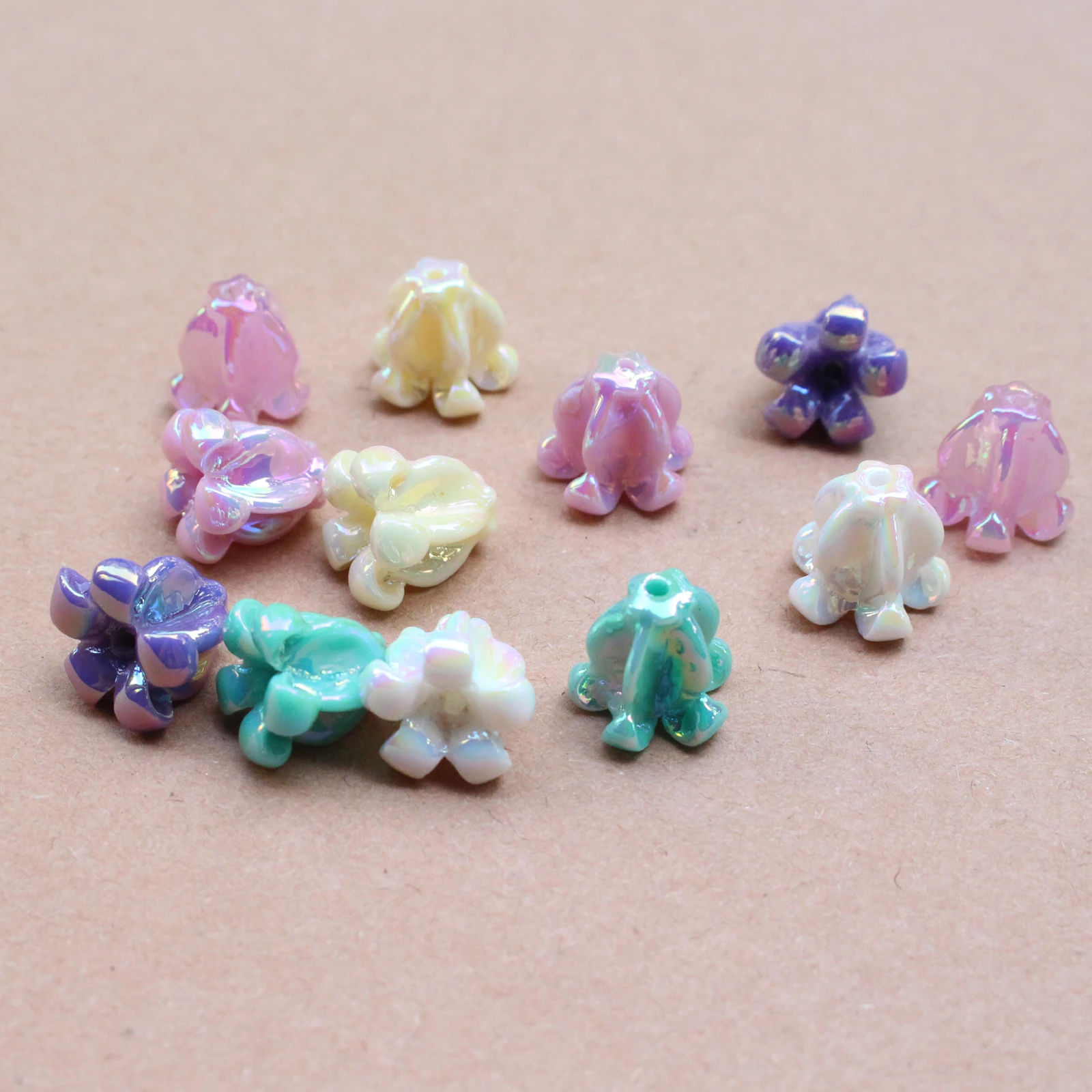 Iridescent Artificial Coral Crown Flower AB Coating  Loose Beads Hawaii Ocean Style Making For DIY Bracelet Necklace Earrings
