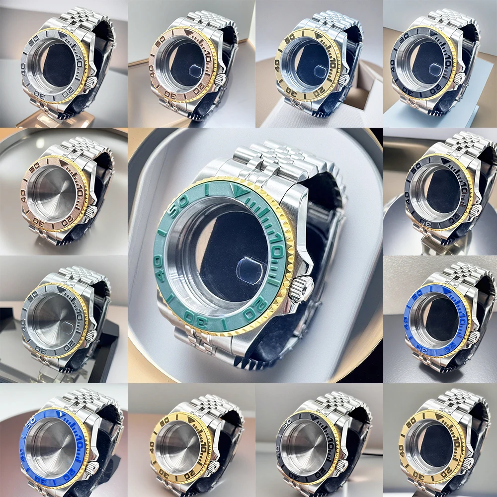 

28.5mm Dial NH34 NH35 NH36 NH38 NH39 NH70 Movement SilverGold Watch Box SUB GMT Aluminum Bezel Sapphire 40mm Case
