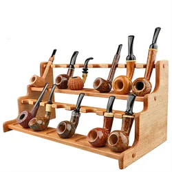 16 position pipe wooden rack double layer solid wood pipe rack tobacco pipe Stand For 16 Smoking Pipe portable detachable Rack