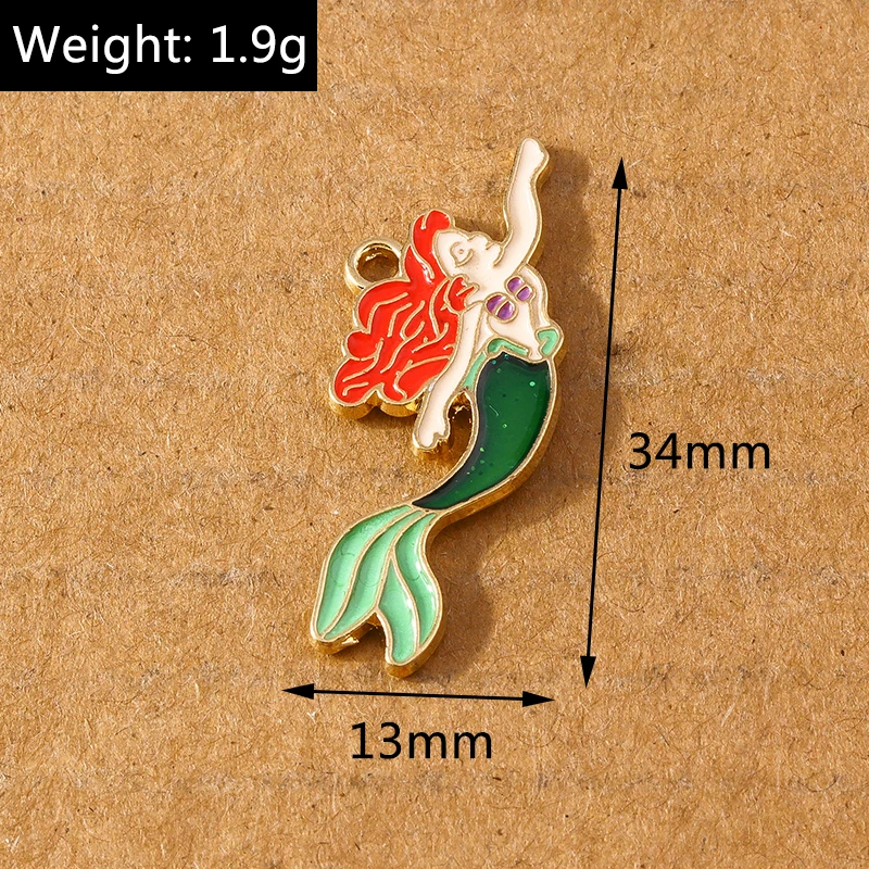 10 Stück niedliche Meerjungfrauen-Anhänger mit Meereslebewesen-Motiv für die Herstellung von Ohrringen, Halsketten, handgefertigten Armbändern, DIY-Schmuckzubehör – Detail 1