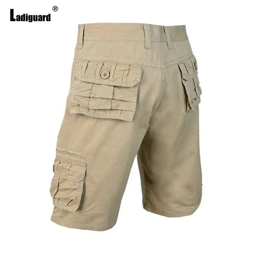 남성 빈티지 스탠드 포켓 코튼 카고 반바지 2025 유럽 스타일 캐주얼 비치 반바지 솔리드 그레이 카키 버튼업 핫팬츠