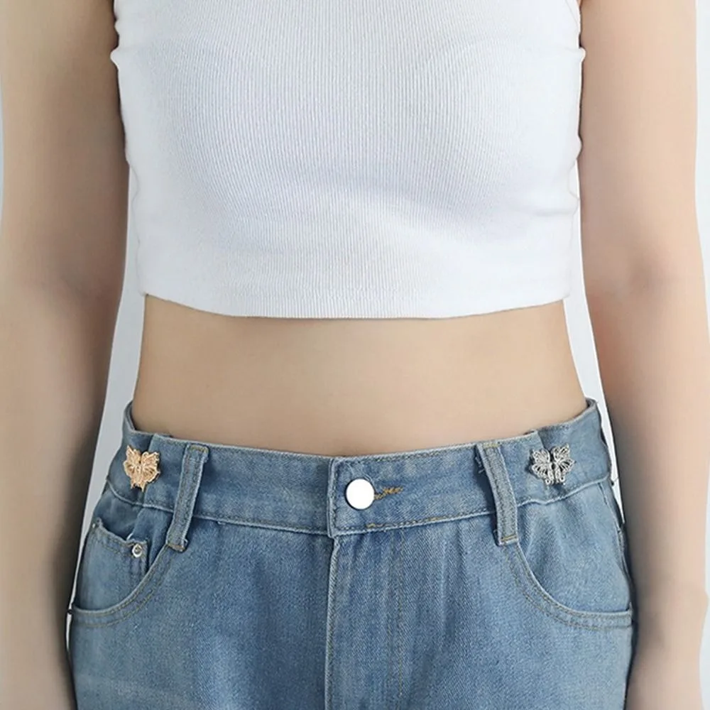Fashion Nail-free Butterfly Button Adjuster Rabbit Invisible Waist Buckle Cat Wing Pants Tightener Jeans