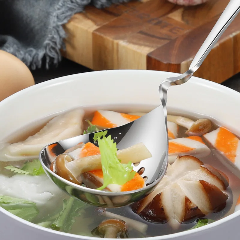 

2Pcs StainlessSteel Soup Spoon Ladle Strainer KitchenSpoons HeavyDuty CookingUtensils 304Material Design