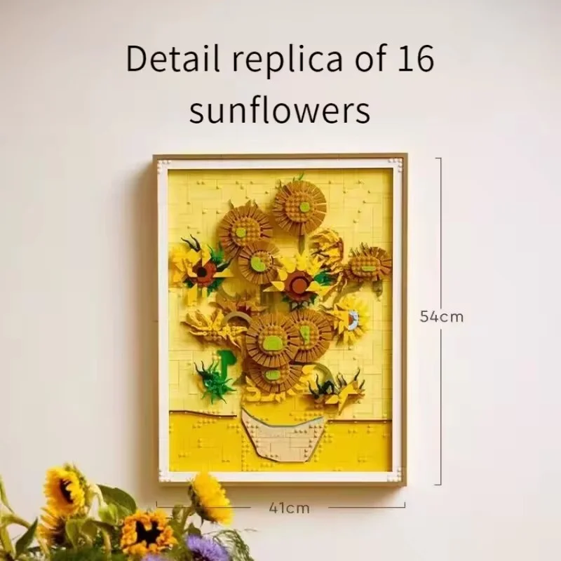 New MOC 3D Sunflower Painting Model, Building Blocks Home Decor Ornament, Festival Gift image 3