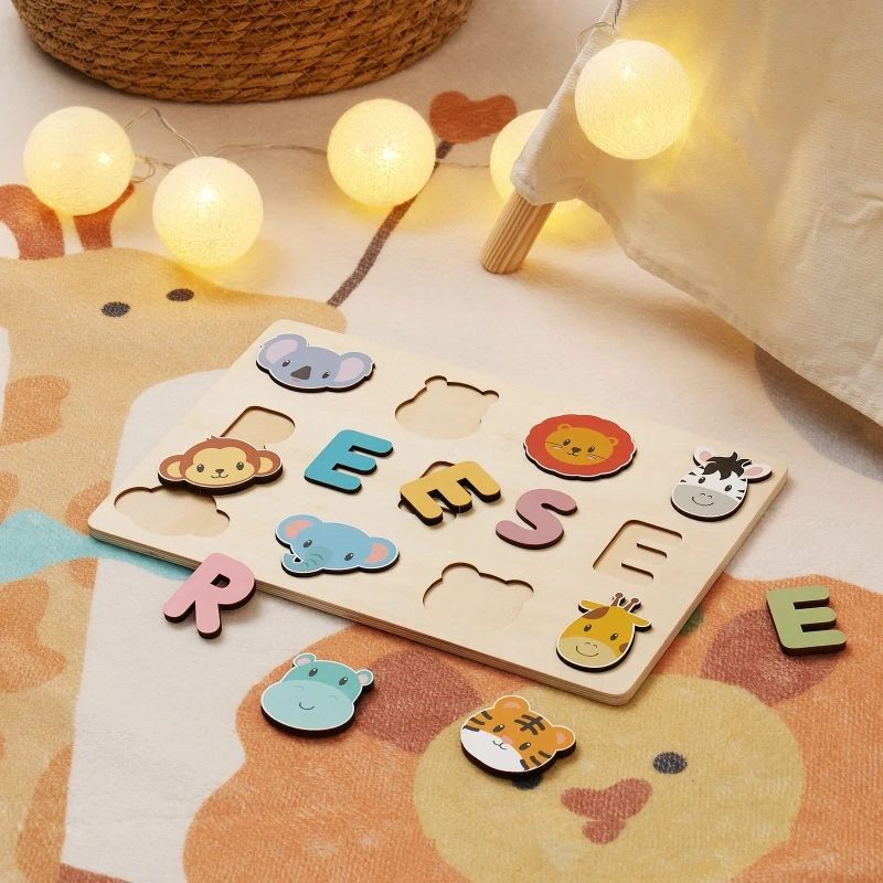 Montessori gepersonaliseerde houten puzzel aangepaste babynaam puzzelbord peuters educatieve vorm passend speelgoed aangepaste verjaardag