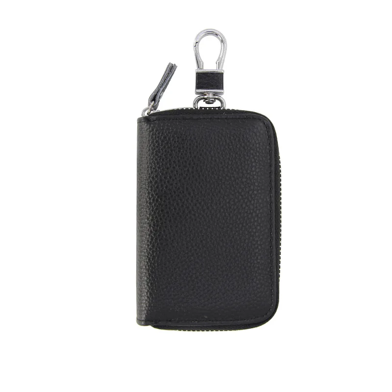 LLavero de cuero Baotou para hombre, bolsa de cuero de vaca para llaves de coche, hebilla de gancho femenino, llavero colgante de cintura, bolso de tarjeta