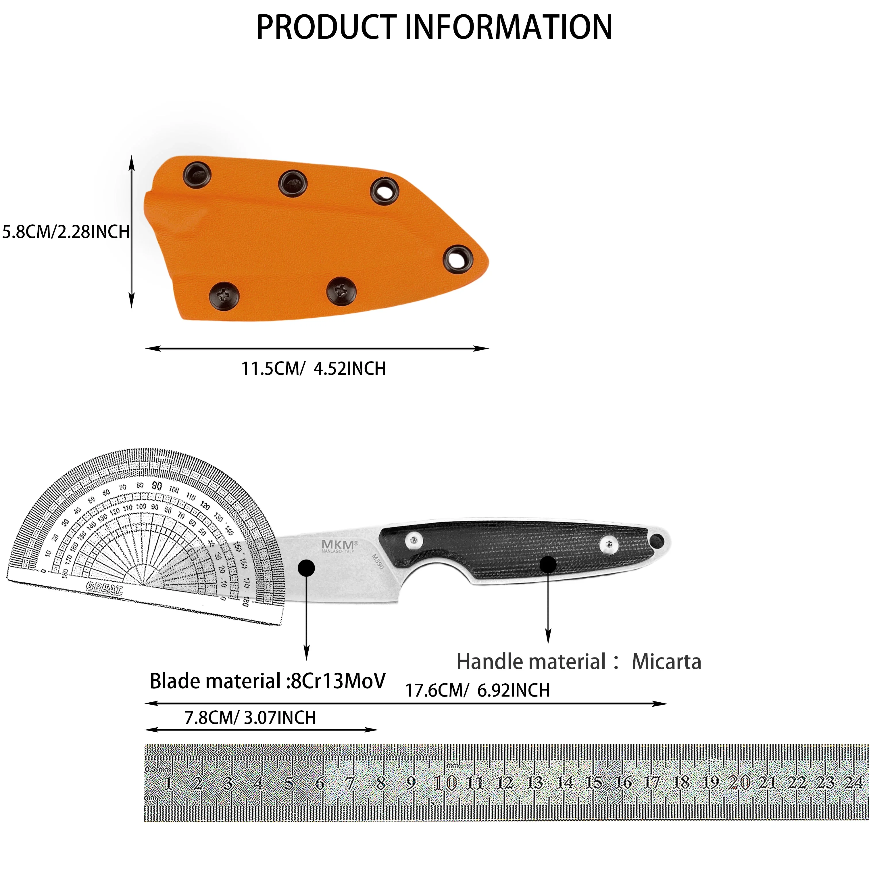 M.K.M RMJ سكين مستقيم صغير عالي الجودة 8Cr13MoV شفرة ميكارتا مقبض محمول EDC أداة متعددة الوظائف هدايا رجالية #6