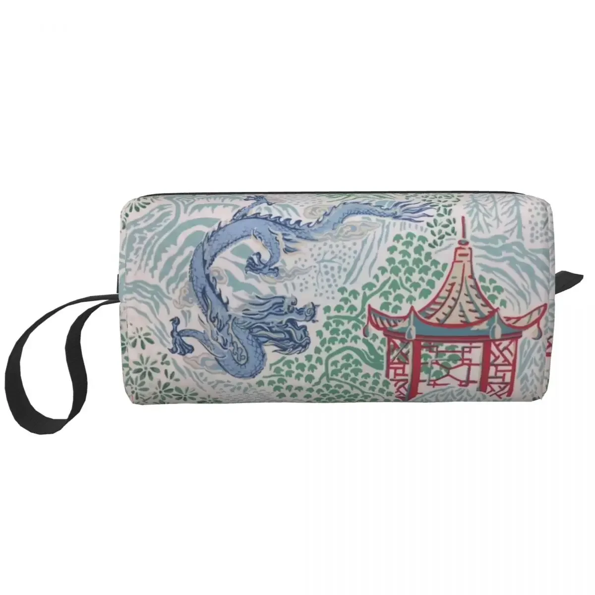 Blue Dragon Oriental Toile Travel Toiletry Bag Chinoiserie Willow Pagoda Cosmetic Makeup Bag Beauty Storage Dopp Kit