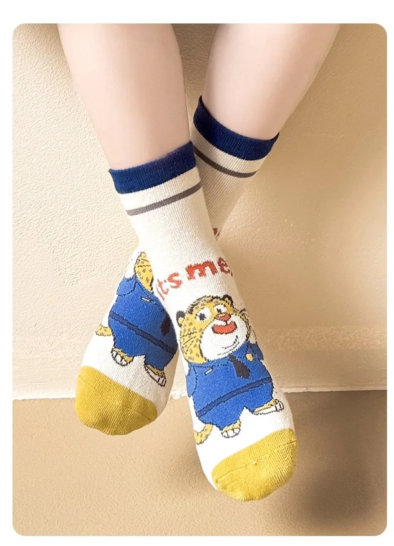 ถุงเท้าลายซูโทเปีย 2 แบบใหม่ 5 คู่ ถุงเท้าเด็กผ้าฝ้าย ถุงเท้าสไตล์อนิเมะสำหรับเด็กชายและเด็กหญิง ถุงเท้าลายการ์ตูนน่ารัก ถุงเท้าฤดูใบไม้ผลิ/ฤดูร้อน ถุงเท้าอุ่นๆ ของขวัญ