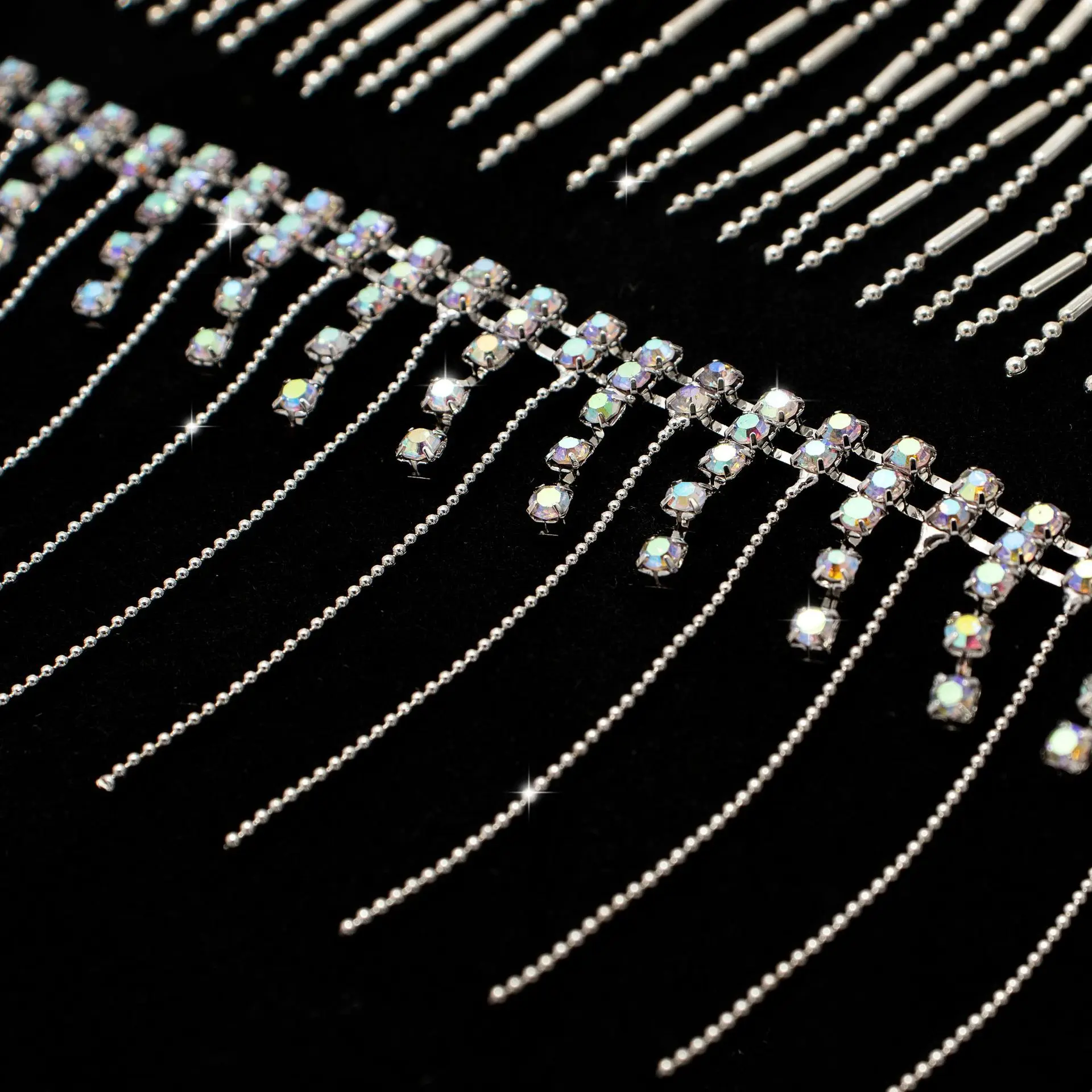 

Beaded Fringe Chain Hand-Sewn Claw Setting for DIY Wedding Waist Jewelry Rhinestone Trimmings Accessories