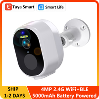 4MP Tuya Smart Wireless WiFi +BLE Outdoor Battery Solar Powered Spotlight Human Detection Surveillance CCTV IP Network Camera 2K