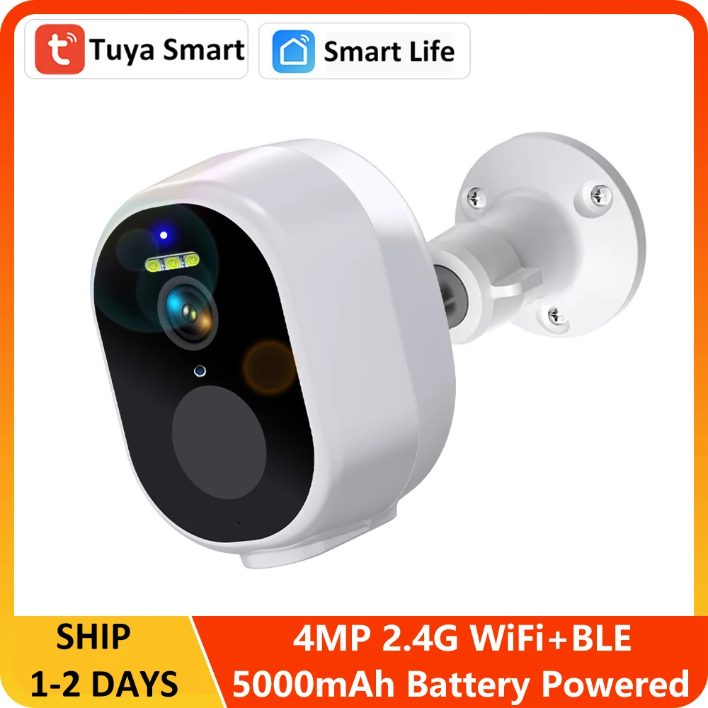 tuya inteligente sem fio wifi mais ble bateria ao ar livre movido a energia solar holofote deteccao humana vigilancia cctv camera de rede ip 2k 4mp 01