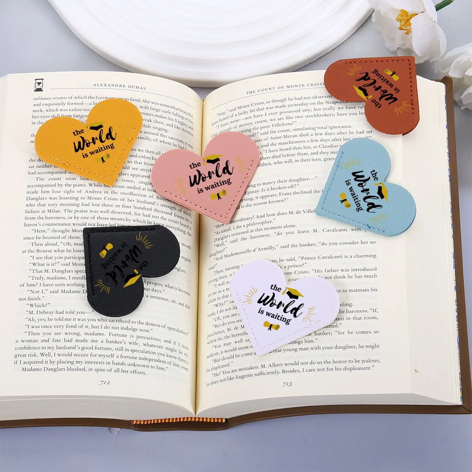 Personalized Premium Leather Heart Bookmark Custom Bookmark Leather Heart Book Mark Reader Gift Gift for Him for Graduates